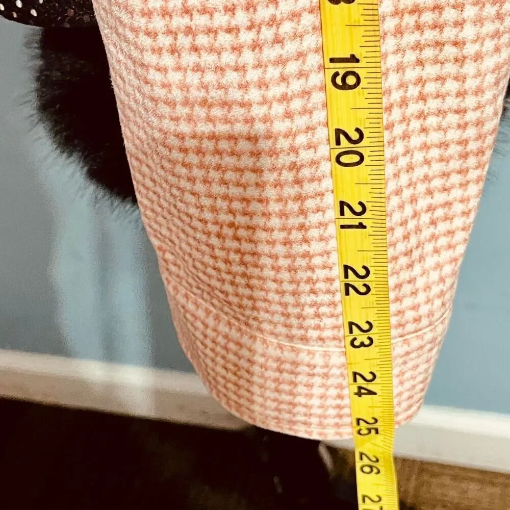 Bagatelle Peach & Cream Houndstooth Jacket Size Large Full Button Very Soft - Picture 7 of 8